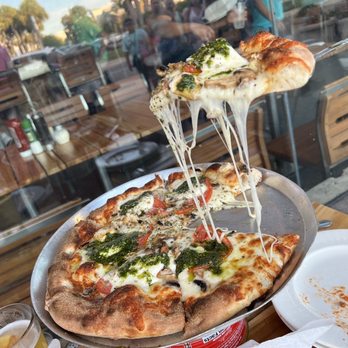 Venezia - Homemade Pesto, Fresh Mozz, Roasted Tomatoes and mushroom. Crust is really good. Need more of this in my life - Pizza Near Me - Sarasota, Florida Venezia - Homemade Pesto, Fresh Mozz, Roasted Tomatoes and mushroom. Crust is really good. Need more of this in my life - Pizza Near Me - Sarasota, Florida