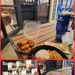 Good food but Bad taste in my mouth after being told.I couldn't eat inside at 8:30.Even though it says they close at nine Good food but Bad taste in my mouth after being told.I couldn't eat inside at 8:30.Even though it says they close at nine