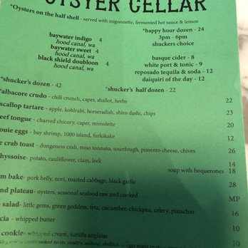 Oyster Cellar - Happy Hour menu - Seafood Near Me - Seattle, Washington Oyster Cellar - Happy Hour menu - Seafood Near Me - Seattle, Washington