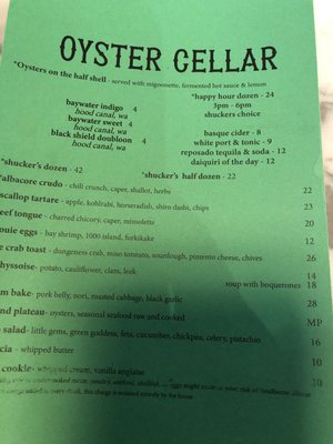 Menu photo 3 Oyster Cellar Seattle, WA Menu photo 3 Oyster Cellar Seattle, WA