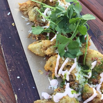 My Sweet Basil - Fried artichokes with a spicy habanero sauce drizzled on top - Food Trucks Near Me - Bulverde, Texas My Sweet Basil - Fried artichokes with a spicy habanero sauce drizzled on top - Food Trucks Near Me - Bulverde, Texas