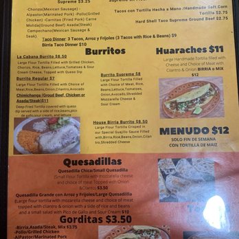 Birrieria La Cabaña - Menu - Mexican Near Me - Fort Wayne, Indiana