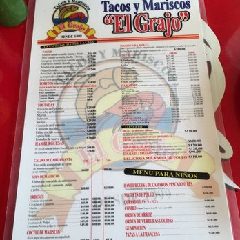 El Grajo - Menu. - Seafood Near Me - Tonalá, JAL