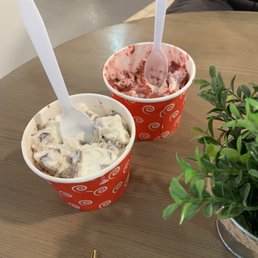 Cookie dough mixed with ice cream Cookie dough mixed with ice cream