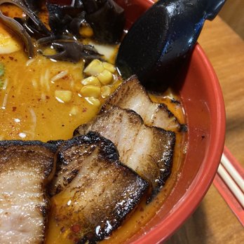 Momoyo Ramen - Charred Chashu pork belly, wood ear mushrooms, corn and tonkotsu broth. - Ramen Near Me - Hampton, New Hampshire Momoyo Ramen - Charred Chashu pork belly, wood ear mushrooms, corn and tonkotsu broth. - Ramen Near Me - Hampton, New Hampshire