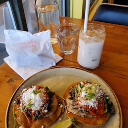 Lunch for Mushroom Tostada and Horchatal. Lunch for Mushroom Tostada and Horchatal.
