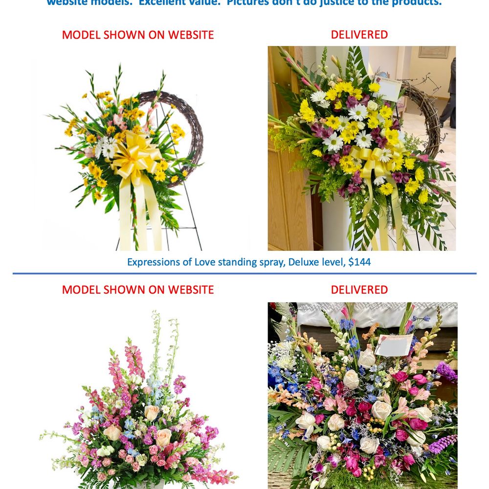 Beautiful arrangements with lots of flowers, look better than website models. Beautiful arrangements with lots of flowers, look better than website models.