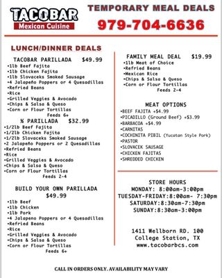 Menu photo 4 Tacobar College Station, TX