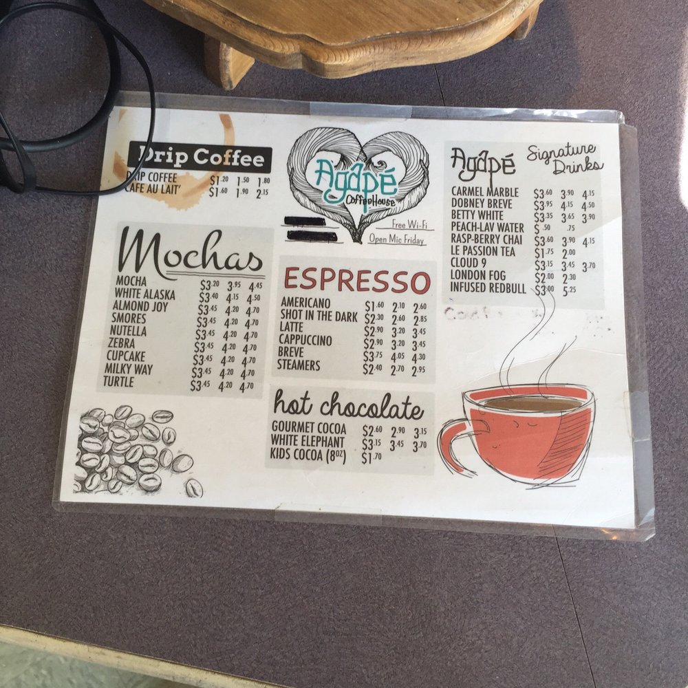 Agape Coffee House - The menu as yelp requested - Cafes Near Me - Payette, Idaho Agape Coffee House - The menu as yelp requested - Cafes Near Me - Payette, Idaho