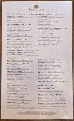 Menu photo 6 The Sycamore Glendale, CA