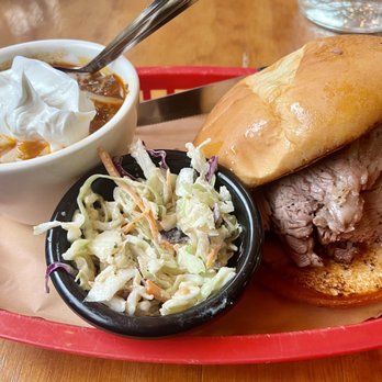 Jack's BBQ - SoDo - Sliced Brisket Sandwich with Slaw on the side + Chili Bowl - Barbeque Near Me - Seattle, Washington Jack's BBQ - SoDo - Sliced Brisket Sandwich with Slaw on the side + Chili Bowl - Barbeque Near Me - Seattle, Washington