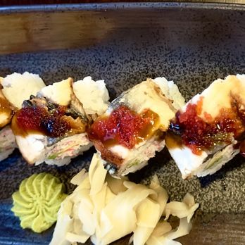 Hush - Red Dragon - kani salad. eel. avocado.eel sauce. tobiko - Sushi Bars Near Me - Keller, Texas Hush - Red Dragon - kani salad. eel. avocado.eel sauce. tobiko - Sushi Bars Near Me - Keller, Texas