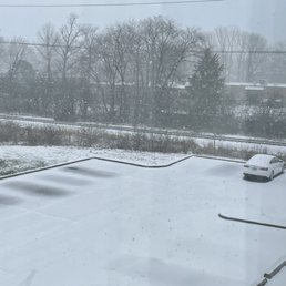 Warm weather person and the snow in the parking lot.  It seemed worse than it looks!