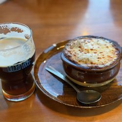 Kenai River Brewing - Beer and French onion soup