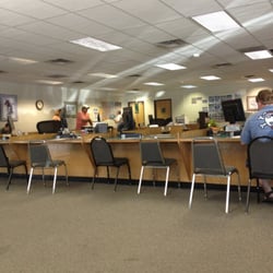 Department of Motor Vehicles - The left side of the room.