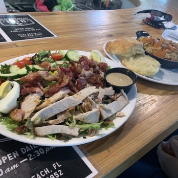 Big Bad Breakfast - Delicious Shrimp and Grits along with a Cobb salad - Breakfast & Brunch Near Me - Inlet Beach, Florida