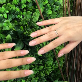 REE Nail & Spa - Left: SNS with Extensions $70 done by Maggie  Right: SNS on natural nails $50  Both Almond shape - Nail Salons Near Me - New York, New York
