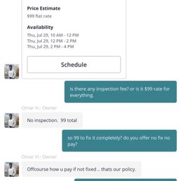 Conversation exchanged between me and the owner BEFORE i went to the shop. Conversation exchanged between me and the owner BEFORE i went to the shop.