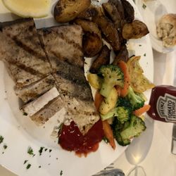 Morina Italian Restaurant & Pizza - Grilled swordfish, burnt roasted potatoes and vey