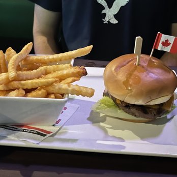 The Canadian Brewhouse - Canadian burger with fries, both were amazing - Sports Bars Near Me - Oshawa, Ontario The Canadian Brewhouse - Canadian burger with fries, both were amazing - Sports Bars Near Me - Oshawa, Ontario