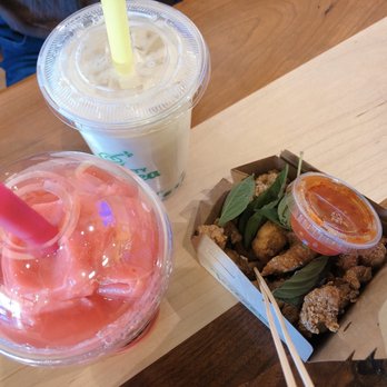 Tastea - Strawberry Sensation, Jasmine Milk Tea, and Karate Chicken - Coffee & Tea Near Me - Irvine, California