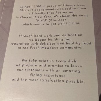 Kin'd - Inside of menu - Thai Near Me - Fresh Meadows, New York