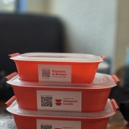 Reusable leftover boxes.