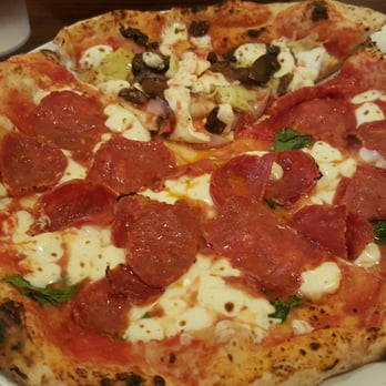 Pupatella - Diavola with a slice of my mom's Capricciosa thrown in - Pizza Near Me - Arlington, Virginia Pupatella - Diavola with a slice of my mom's Capricciosa thrown in - Pizza Near Me - Arlington, Virginia