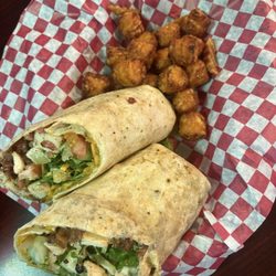 Sidehack Saloon - Chicken wrap with sweet tots