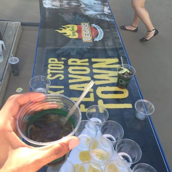 Influence The Pool at The LINQ - Setting up for beer pong. Drinks 4/2/2016 - Swimming Pools Near Me - Las Vegas, Nevada