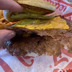 Freddy's Frozen Custard & Steakburgers - Paper thin patties, not enough flavor to call this a burger.and death by a thousand half inch fries made the meal annoying to eat.