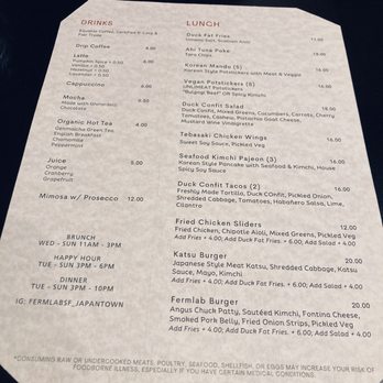 Fermentation Lab - Lunch menu - Cocktail Bars Near Me - San Francisco, California