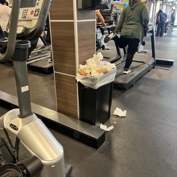 24 Hour Fitness - trash bins full with staff horsing around up front - Gyms Near Me - Milpitas, California