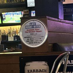 The Pub Fountains - The "food" menu.