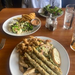 The crawfish salad and the fried catfish plate The crawfish salad and the fried catfish plate