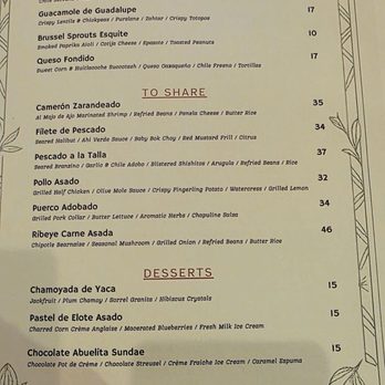 Sobremesa - Menu 12/25 - Latin American Near Me - San Diego, California