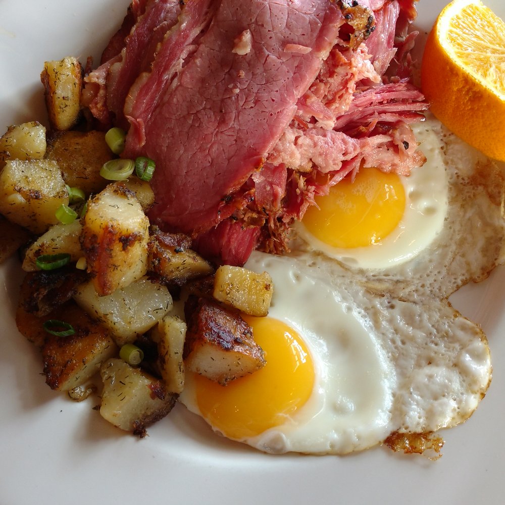 Refinery Grill - Smoked meat with eggs, potatoes and toast ($13) - Delis Near Me - Edmonton, Alberta