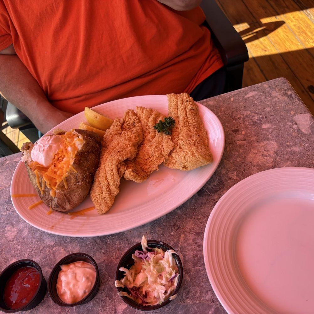 Fish Tales - Fried catfish and baked potato - Seafood Near Me - Galveston, Texas