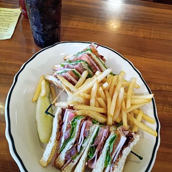 Anna Miller's - Ham, provolone, bacon, lettuce and tomatoes with fries and a Coke zero on the upper left - Bakeries Near Me - Aiea, Hawaii