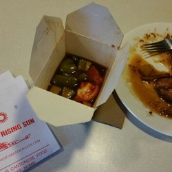 Rising Sun - Dark sweet and sour sauce, awful. It was like they cut it with soy sauce! Definitely not the same golden goodness I've had the last 20 years