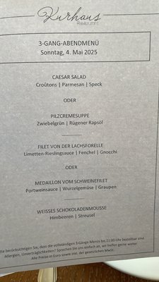 Menu photo 1 Kurhaus-Restaurant Ostseebad Binz, MV Menu photo 1 Kurhaus-Restaurant Ostseebad Binz, MV