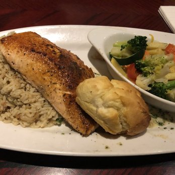 Copeland's - Blackened Salmon with Vegetable Medley over Shrimp Rice - Cajun/Creole Near Me - Atlanta, Georgia