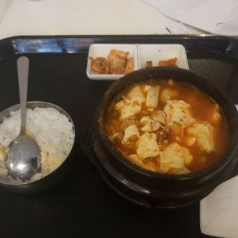 Korea House - Oops ate some before the pic, this is the combo soft tofu soup I ordered! - Korean Near Me - New York, New York