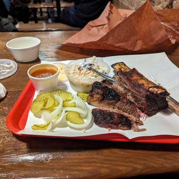 Cooper's Old Time Pit Bar-B-Que - Beef rib, brisket and coleslaw - Barbeque Near Me - Austin, Texas