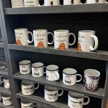 Big Sky Sasquatch - a shelf full of coffee mugs - Tacos Near Me - Arlee, Montana Big Sky Sasquatch - a shelf full of coffee mugs - Tacos Near Me - Arlee, Montana