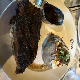 Espresso rub New York Strip with Loaded Baked Potato