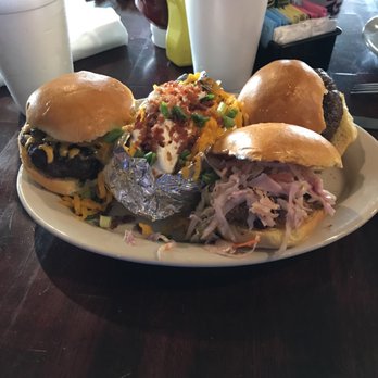 Lakeview Harbor - New slider plates!! Pulled pork, spicy burger and reg burger. Substitute a baked potato instead of fries - American Near Me - New Orleans, Louisiana Lakeview Harbor - New slider plates!! Pulled pork, spicy burger and reg burger. Substitute a baked potato instead of fries - American Near Me - New Orleans, Louisiana