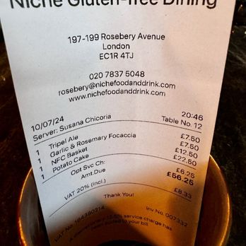 Niche - Bill for two, sharing everything. - British Near Me - London, XGL