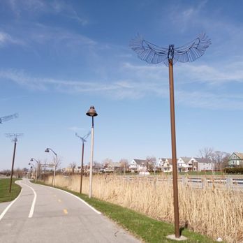 Black Rock Canal Park - View of the Park's Avian Walk - wire sculptures of various bird species - Dog Parks Near Me - Buffalo, New York
