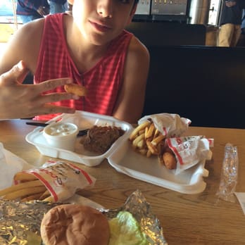 Cook Out - Our order. He got the chopped BBQ platter. I got a cheeseburger w fries - Fast Food Near Me - Goldsboro, North Carolina